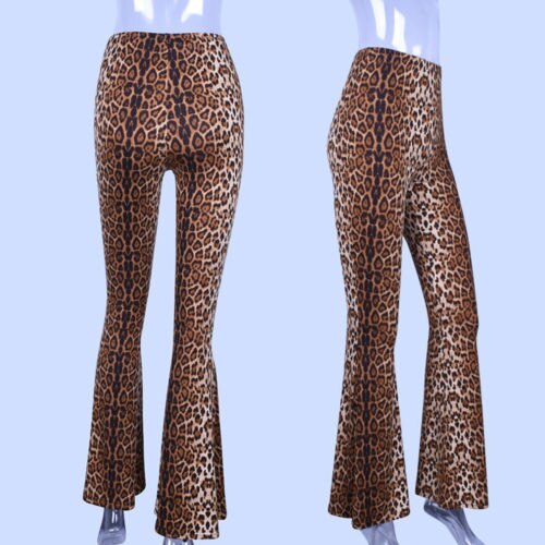 Pantalones acampanados Vintage para mujer, pantalón de cintura alta con estampado de leopardo, ajustados, informales, elegantes, Retro, para y vacaciones