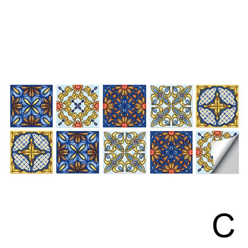 Kitchen Oil-proof Stickers Bathroom Waterproof Stickers Geometric Art Visual Hard Wall 3d Texture Tiles Sticker Decorative K1C0: C / L