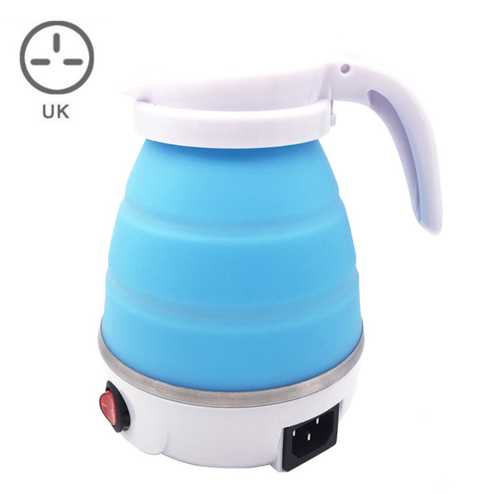 Hervidor de agua eléctrico plegable para viaje y hogar, mini tetera eléctrica portátil con apagado automático, J99S: Blue  UK Plug