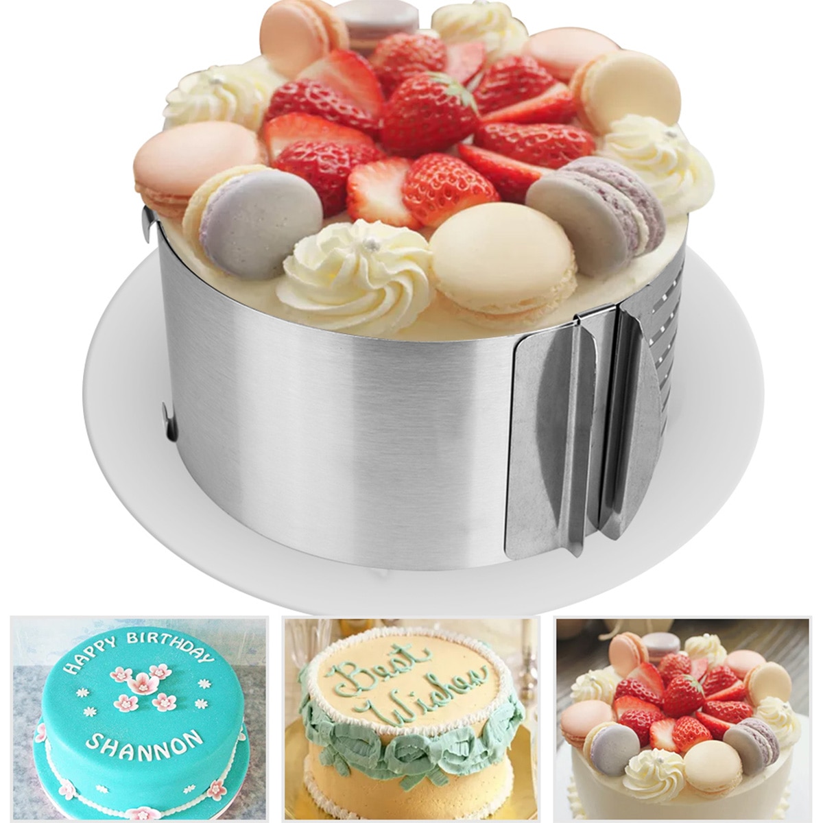 Justerbara kakformar i kakformar i fondant mousse ring bakning runda kakformar bakverk köksredskap dessertkaka formverktyg