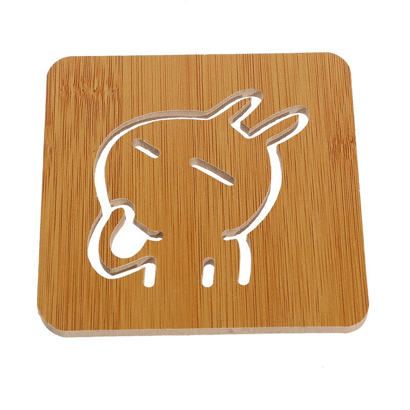 Alfombrilla de madera de dibujos animados para el hogar, tapete aislante antideslizante para mesa, tapete para olla, posavasos para té, tazón, almohadilla, posavasos, accesorios de cocina: nn