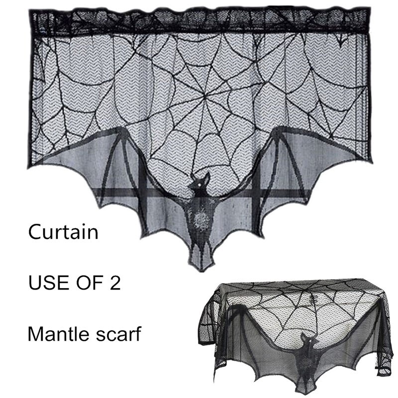 Halloween Party Black Lace Spiderweb Table Cloth Table Covers Window Hanging Horror Halloween Party Decoration