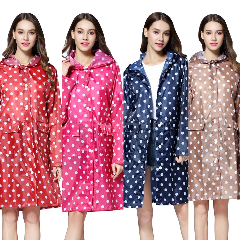 SALES！！ Cute Dots Raincoat Women Poncho Waterproof Rain Wear Outdoor Coat Jacket