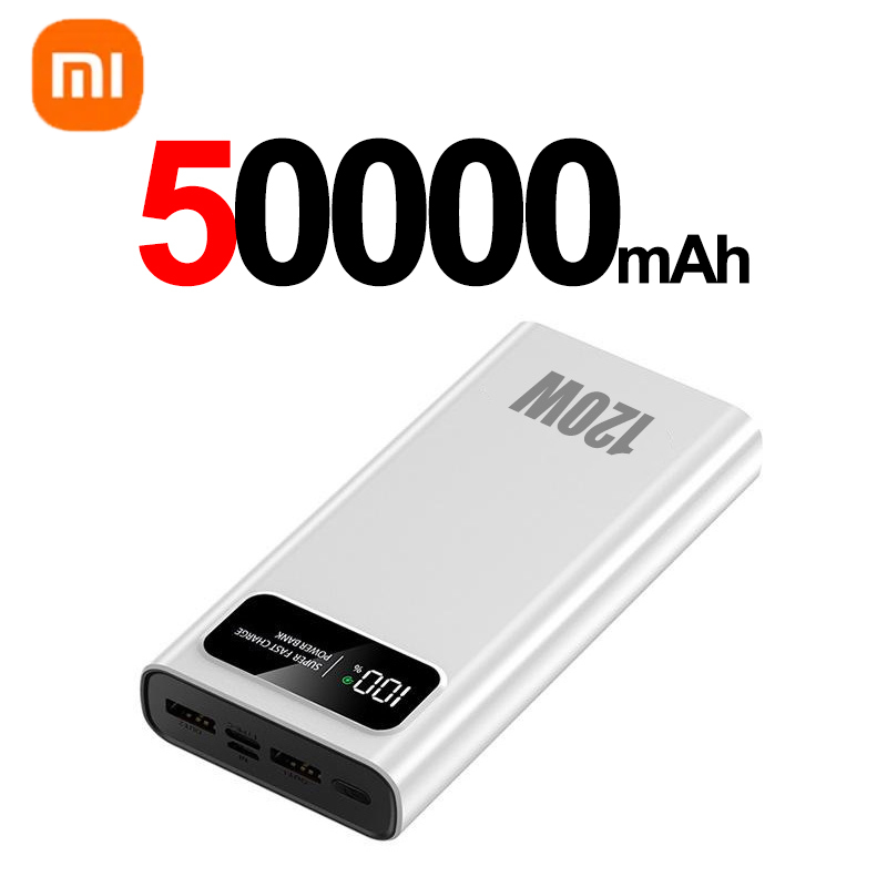 Xiaomi 120W Super Fast Charging 200000mAh Power Bank Ultralarge Capacity Digital Display Power Bank For iPhone External Battery: Red