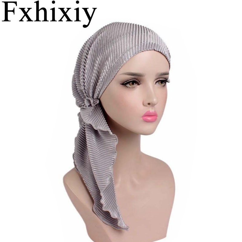 Moslims vrouwen ruches tulband hoed hoofddoek kanker chemo mutsen chemotherapie petten bandana hoofddeksels hoofddoek haaruitval bedekking
