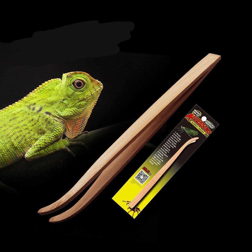 Pinzas para alimentar reptiles, pinzas para alimentos de bambú con mango largo, herramientas de limpieza y alimentación de Terrario de 28/16, 5cm
