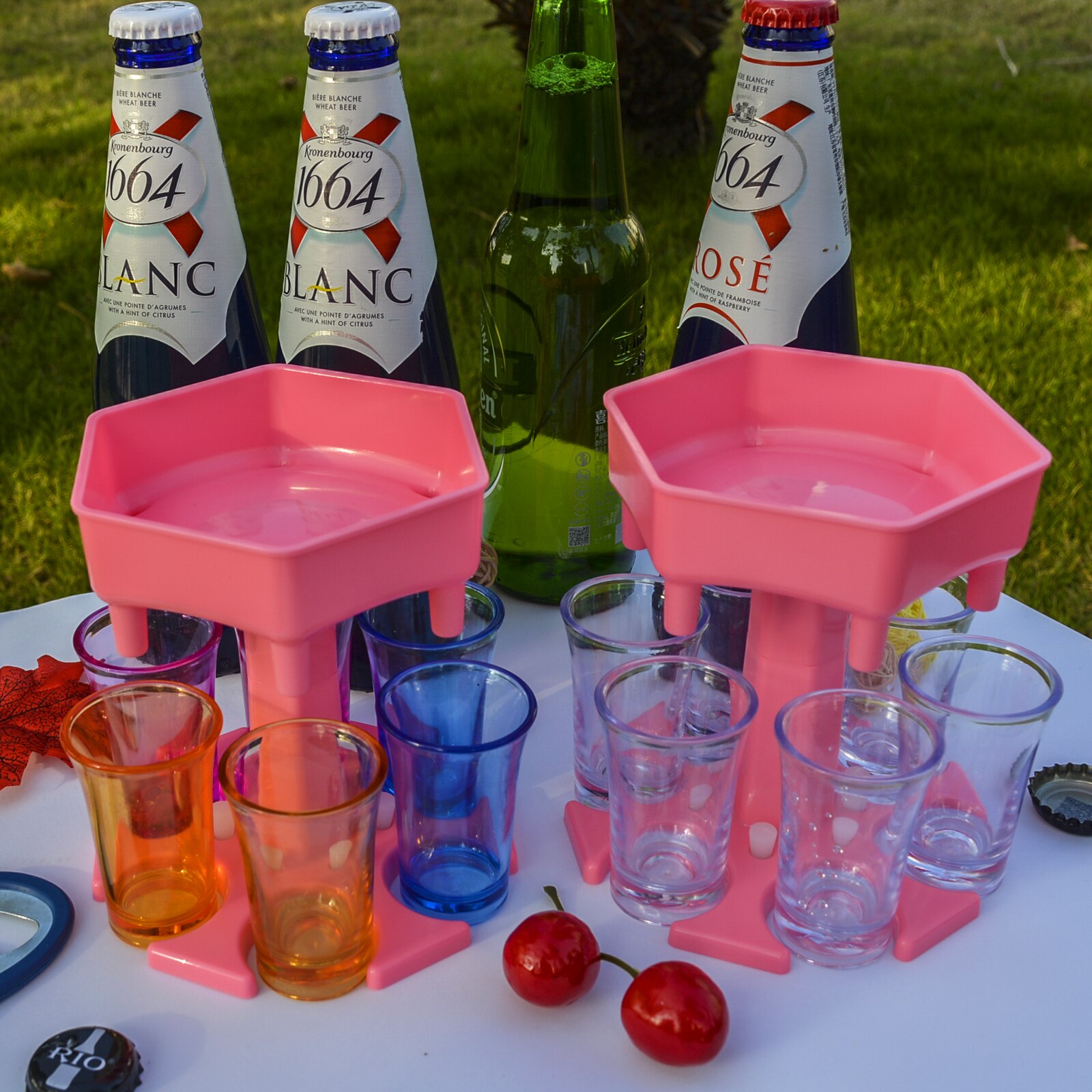 Wine Dispenser Glass Holder with 6 Cups Set Whisky Beer Dispenser for Bottle Liquor Container Party Accessories Drinking Games