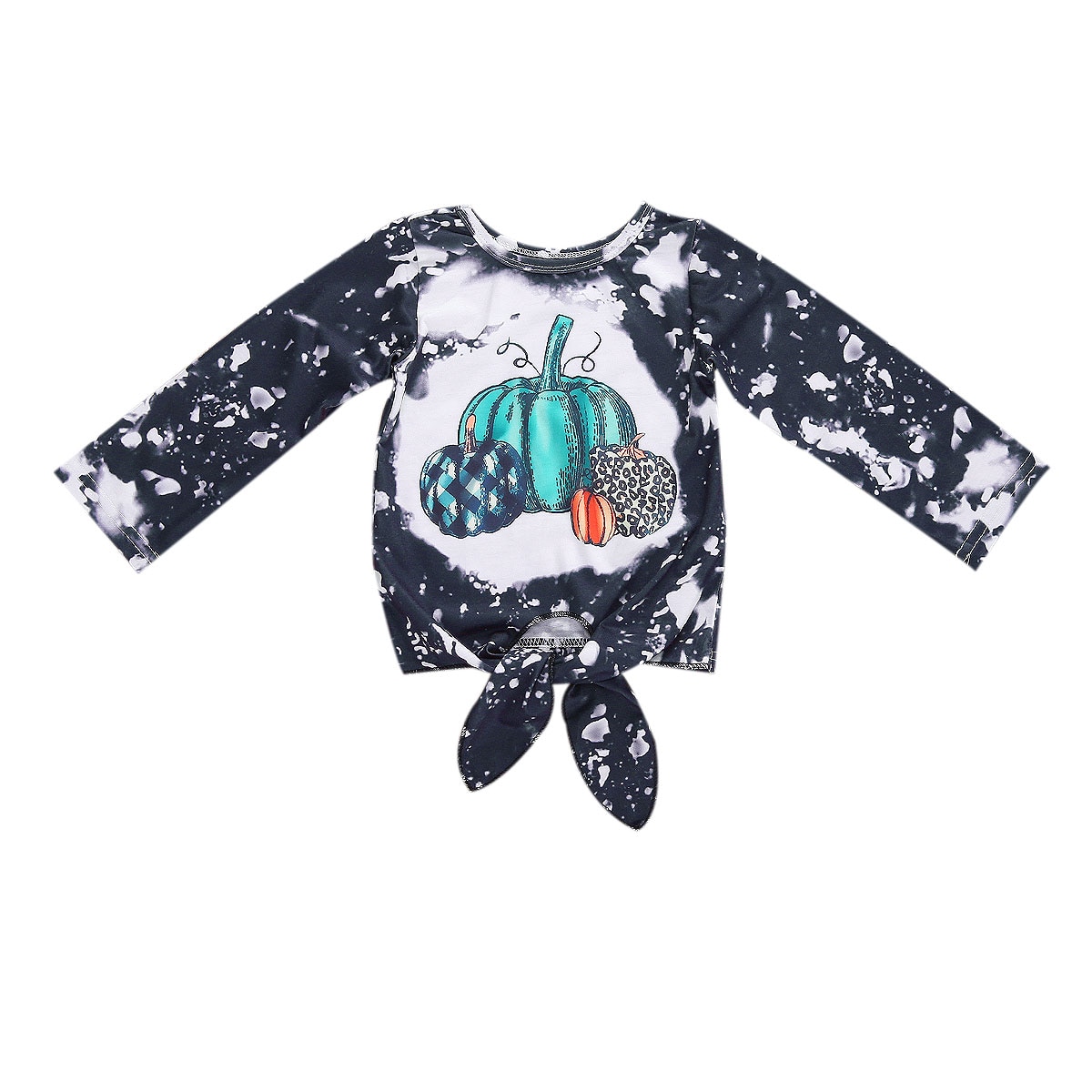 Halloween 1-5Years Kids Baby Spring Autumn Clothing Pumpkin Tops Tees Tie-dyeing Cotton Bowknot for Girls Boys