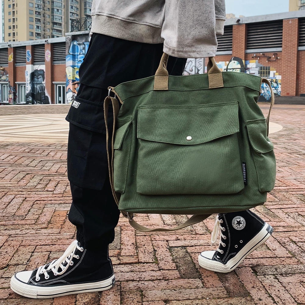 Canvas crossbodytas voor dames, grote capaciteit, messenger bag, casual, verstelbare riem, eenvoudige, draagbare boodschappentas, forenzentas