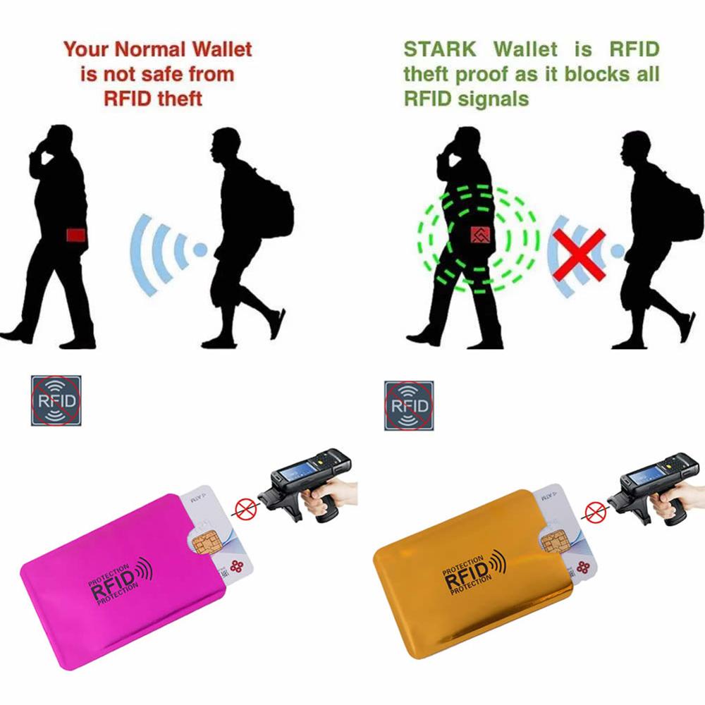 Unisex Casual 1/5 PC Anti Rfid Wallet Holder Reader Lock Bank Bank Protective Metal Credit Support NFC Card Holder