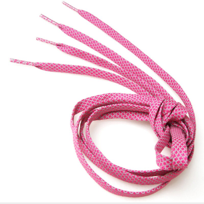 Lacet de Sport réfléchissant lueur dans la nuit sombre couleur fluorescente Sport athlétique alpinisme chaussures plates lacets 1 paire: Rose