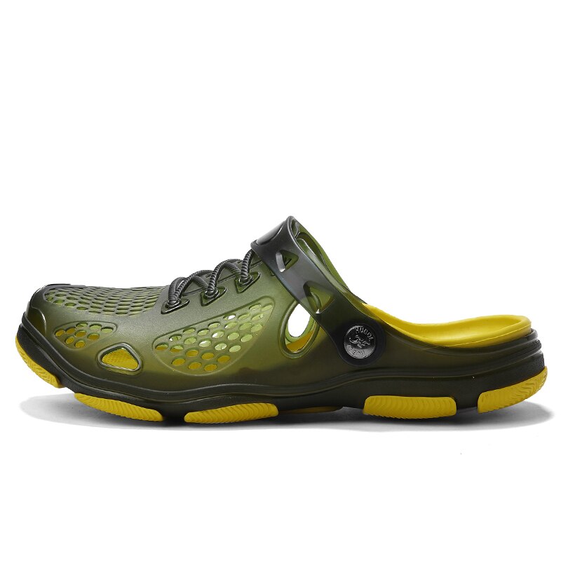 Jelly Shoes Slip-on Sandals Men Breath Mens Sandals Summer Outdoor Beach Sandals Casual Slippers Croks Sandalias Croc Clogs Men: Light Green / 7