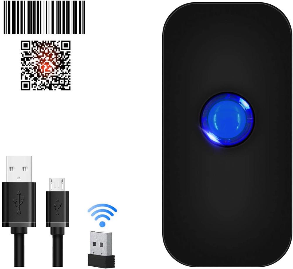 Mini Scanner de codes-barres 2D Portable sans fil, Bluetooth, USB 3 en 1, connexions filaires et USB