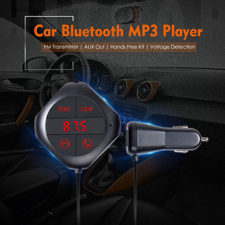 In Auto MP3 Muziekspeler Fm-zender Modulator AUX Out Bluetooth Handsfree Kit voor Telefoon USB Flash Micro Sd-kaart slot