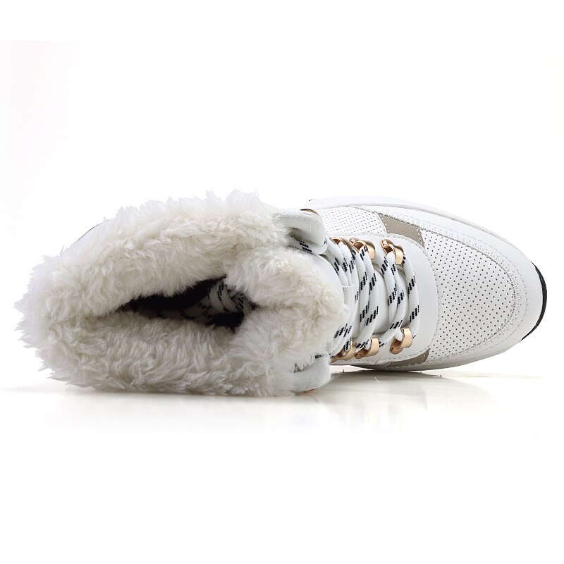 GRITION Womens Walking Shoes Outdoor Winter Sneakers Breathable Height Increasing White Hingking Boots Size 41