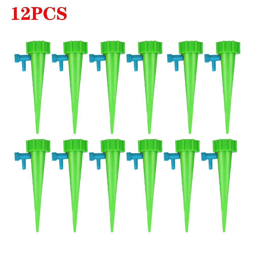 Dispensador de agua para plantas, dispositivo de riego por goteo ajustable, para el hogar, jardín, balcón, ahorro de agua, 12 Uds.: Default Title