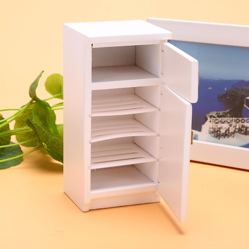 1 PC Dollhouse Accessories 1:12 Dollhouse Kitchen Miniature White Refrigerator Furniture Model