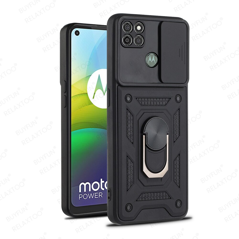 Armor Metal Case Voor Motorola Moto G9 Power XT2091-3 XT2091-4 Vinger Ring Houder Stand Cover Fundas Voor Moto Rola G 9 G9 Power: Black  Case X 1