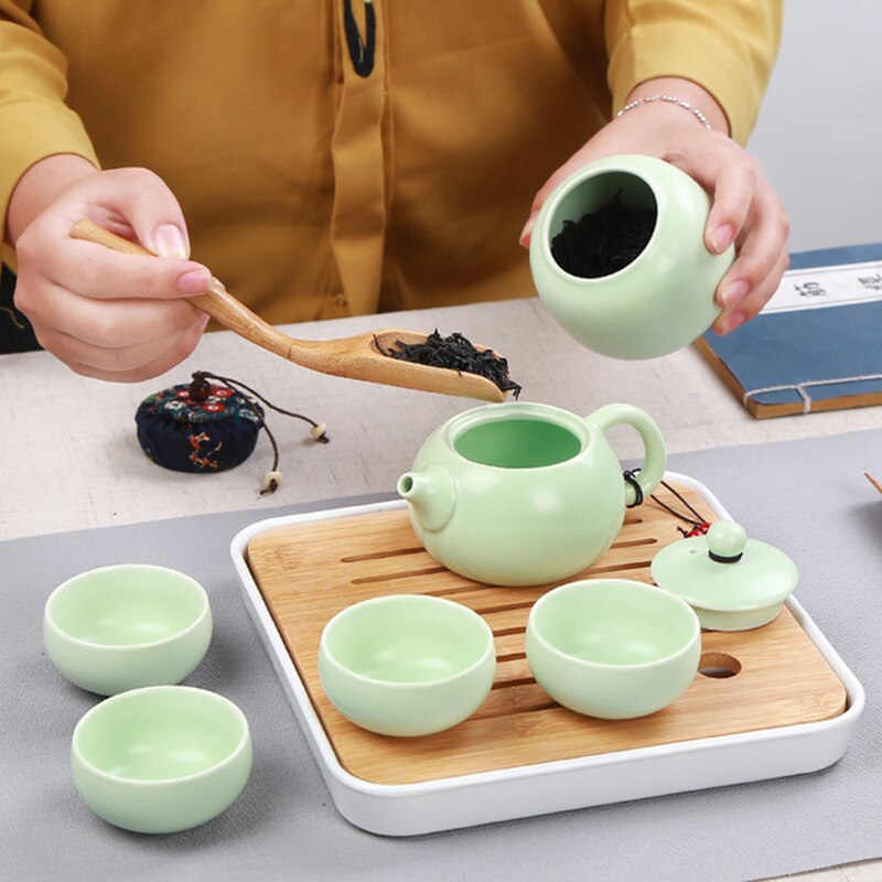 Kinesisk rejse kung fu te sæt keramisk bærbar matcha sæt tekande porcelæn teaset gaiwan te kopper tekande med rejsetaske
