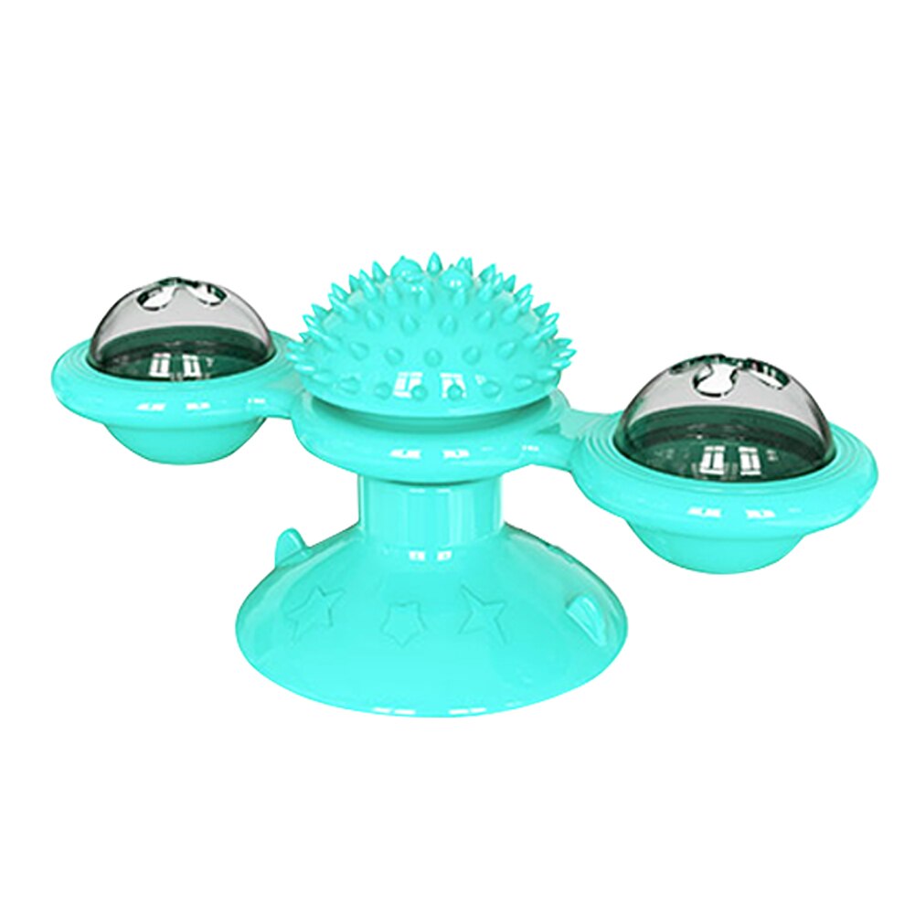Windmill Cat toy Puzzle Train Turntable Teasing cat toys interactive with Catnip Cat Scratching Tickle Pet ball toys Cat Supplie: Blue