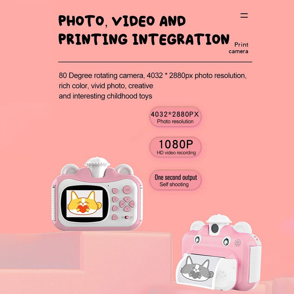 Kids Cute DIY Instant Print Camera Mini Digital Photo Camera toys Photography Video Recorder Printing Camcorder Children Toys