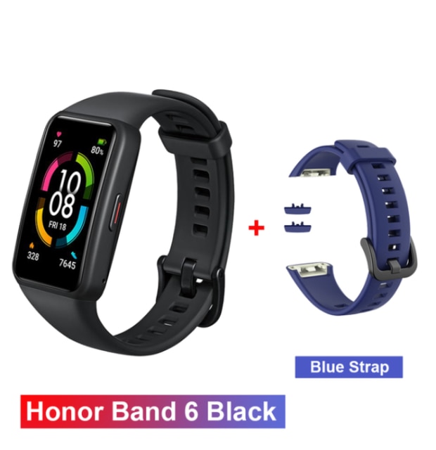 Original Honor Band 6 Multi-Language 1.47&quot; Full Screen SmartWristband Swimming Waterproof Touchscreen Heart Rate Monitoring: add Blue strap