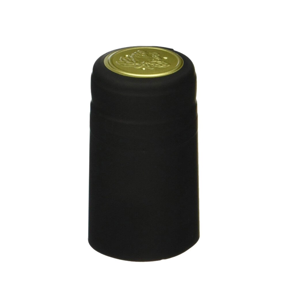 GUHD 50pcs/lot Wine Bottle Cap Thermal Heat Shrinkable Heat shrinkable Cap Wine brewed PVC Heat Shrinkable Packaging Materials: BLACK GOLD 30CM
