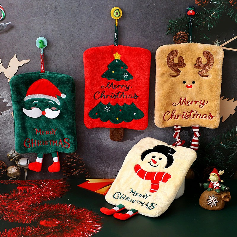 Christmas Hand Towels Cute Kitchen Towel Decortive Handkerchief Towels Bathroom Hanging Towel for Hands Christmas Decoration