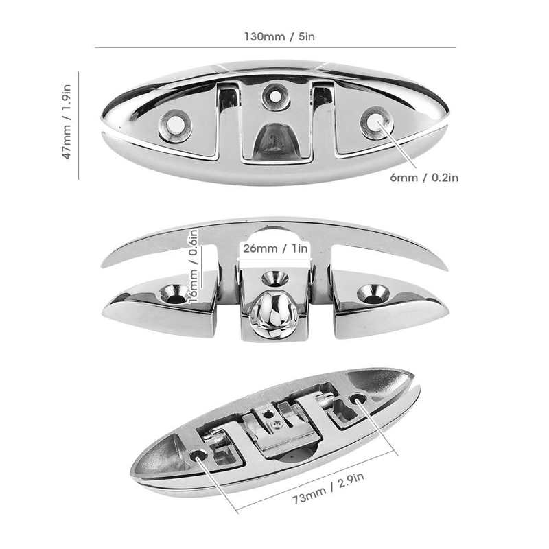 Marine Pomp Marine Onderdelen 5in Vouwen Flip Up Cleat 316 Rvs Dock Dek Hardware Marine Boot Accessoires Wavemaker