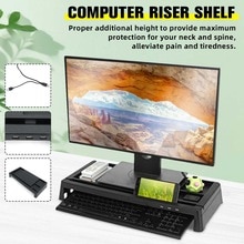 Computer Screen Riser Keyboard Rack with USB Cable Desk Shelf Office Table Organizer Desktop Display Bracket Laptop Holder