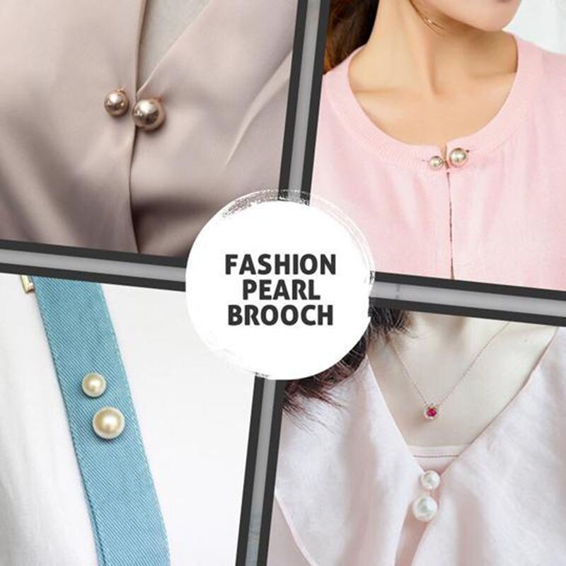 Pärlbrosch pärlbrosch kvinnor lapel anti-reflex säkerhet brosch pins