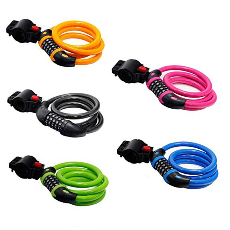1Pcs Hoge Veiligheid 5 Digit Resettable Combinatie Coiling Cable Lock Beveiliging Anti-Diefstal Kabelslot Fietsslot 5 kleuren