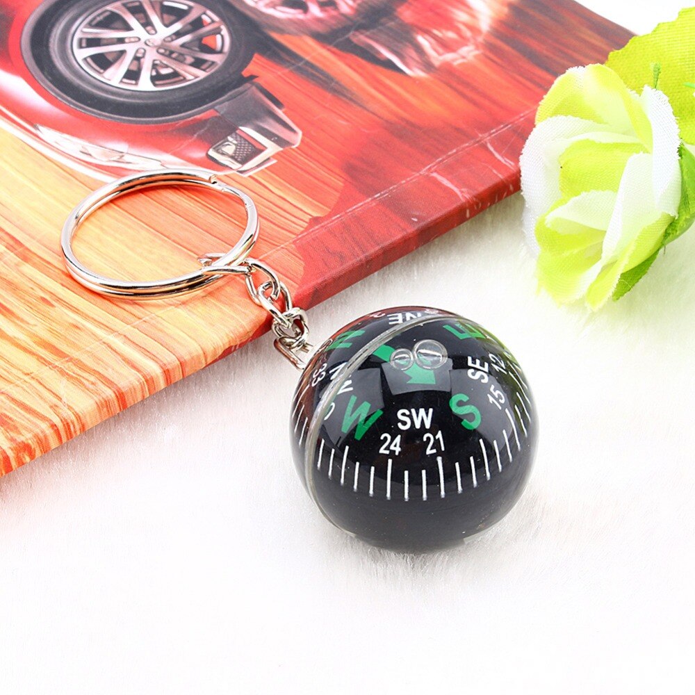 28mm Ball Compass Keychain Liquid Filled Compass Hiking Camping Travel Outdoor Survival Tools Easy Carrying Ring