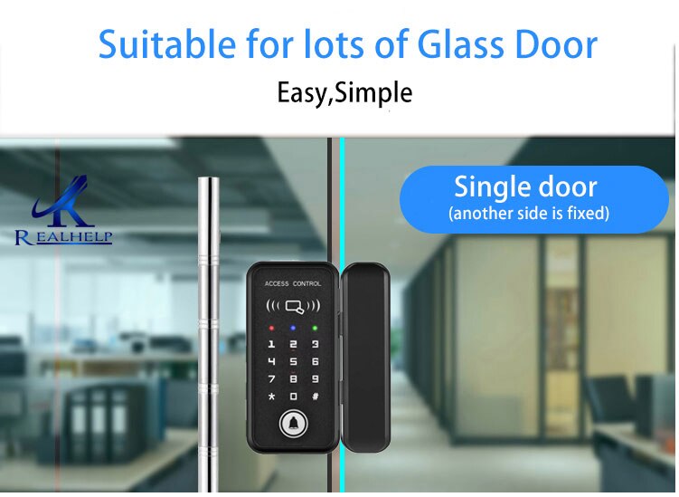 2000 brugere rfid dørlås til kontor glasdør digital lås smart dørlås nøglefri adgangskontrol cerradura inteligente: Enkelt dør 2
