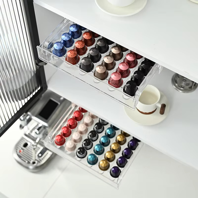 30 capsules koffiecapsule rek koffie opslag display muur creatieve kast transparant uittrekbaar houdt compacte zichtbare organisatie vast