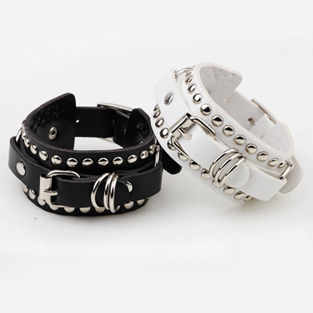 Schwarz und Weiß gotisch Punk Stil Nieten Armbinde Schnalle Gürtel Pu Leder Armbinde Armbinde frauen Armbinde Charme