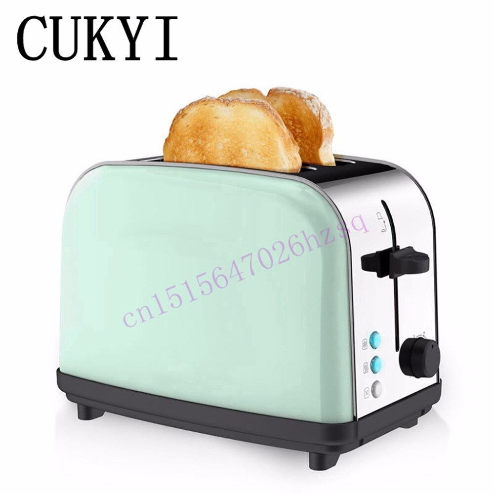 CUKYI Toaster Vintage household stainless steel automatic toaster 2 pieces 4cm slots British plug 1000w rapid heating breakfast