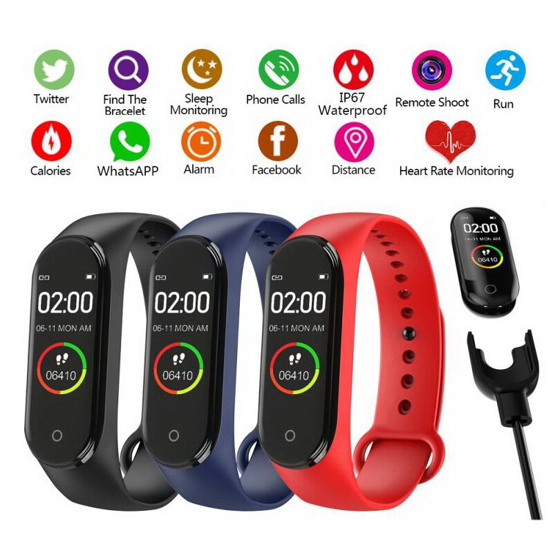 M4 Smart Band 4 Wirstband Hartslagmeter Bloeddruk Fitness Tracker Sport Armband Stappenteller Bluetooth Gezondheid Smartband