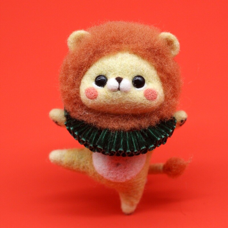 Cute Cartoon Animal DIY Wool Felt Handmade Craft Kit Needle Poked Kitting Unfinished Wool Felting Material: 8
