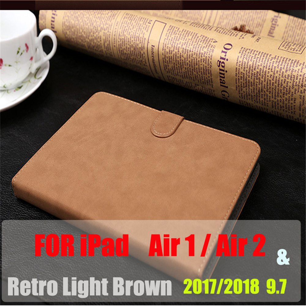 Scrub leren hoesje voor ipad 10.2 , wake-up/sleep cover, hoesje voor ipad air 2 9.7 hoesje voor ipad 7th generatie: Retro lichtbruin 9.7