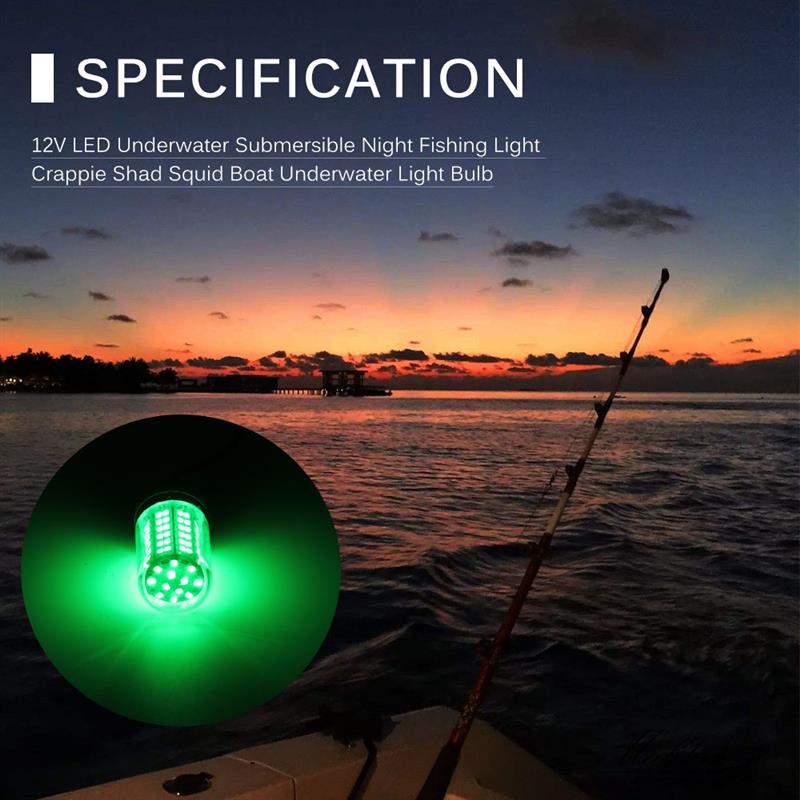 12V 30W/15W Vissen Licht Led Onderwater Vissen Licht IP68 2835 Lokt Vis Finder Lamp Trekt garnalen Inktvis Krill Groen Laopao