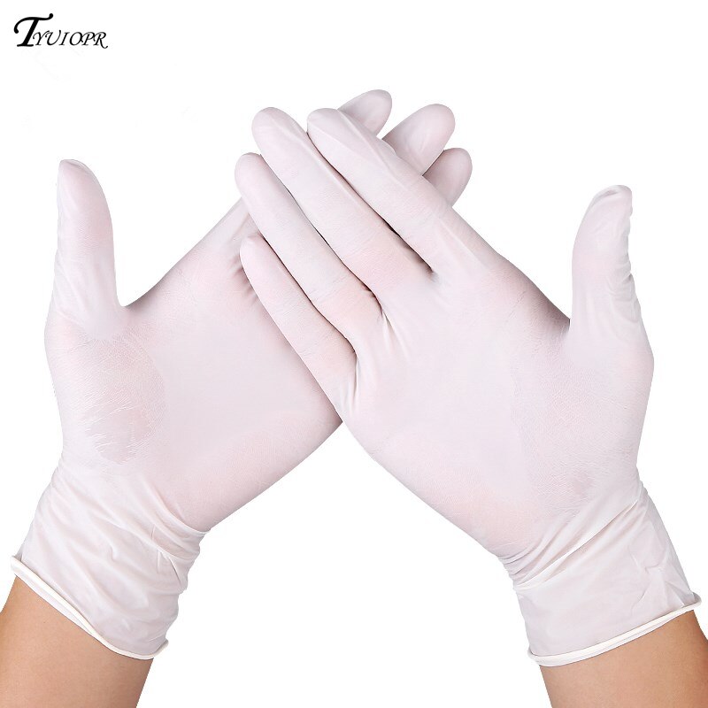 10 Stuks Wegwerp Latex Handschoenen Anti-Slip Zuur-Base Laboratorium Rubberen Handschoenen Huishoudelijke Schoonmaakmiddelen Links En Rechts universele