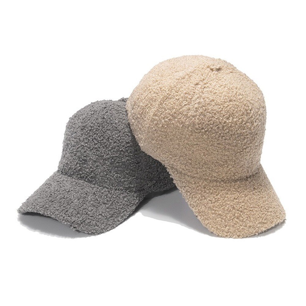 Autumn Winter Warm Lamb Hair Baseball Cap Lovely Plush Baseball Cap for Women