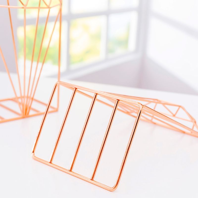 Diamond Shaped Metal Bookends Desk Organizer Book Support Stand Storage