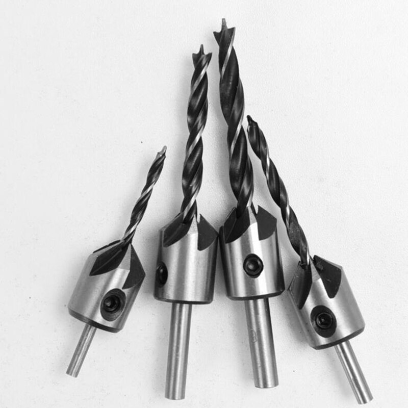 HCS 5 Flute Countersink Drill Bit Set Screw Woodworking Drill Press Set Reamer Screw Woo Tool 3-6mm