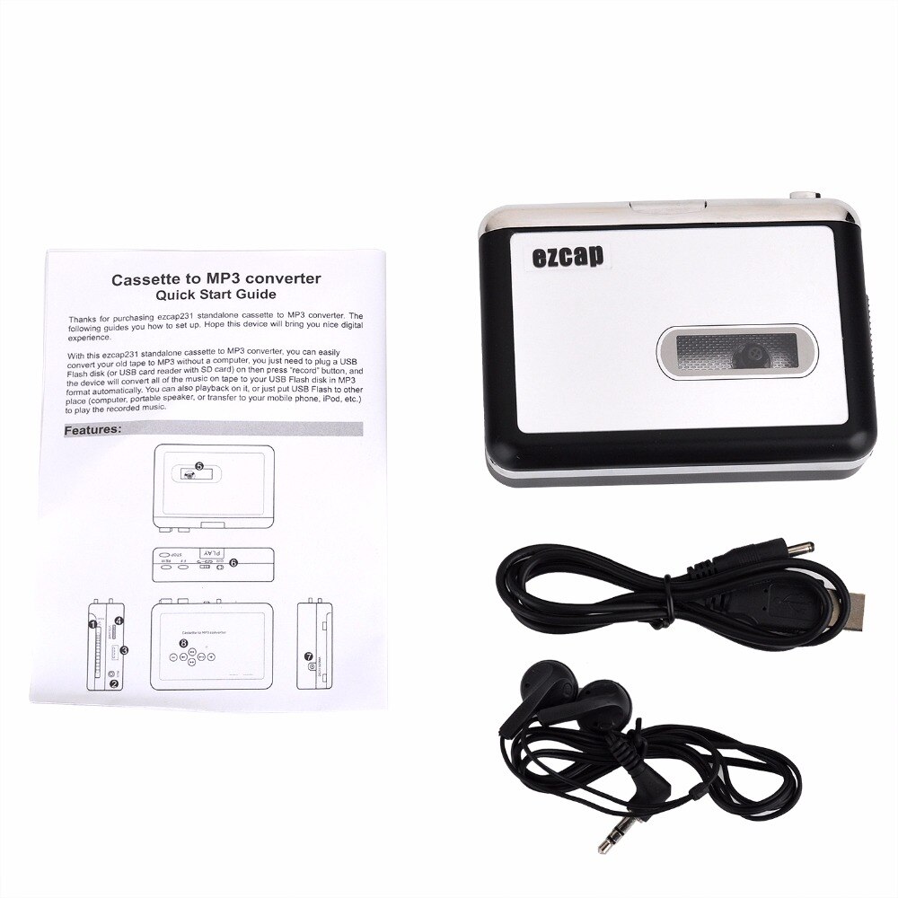 Cassette to MP3 Converter Player Analog Tapes Music to Digital Save to USB Flash Drive, USB Walkman Cassette Player Portable