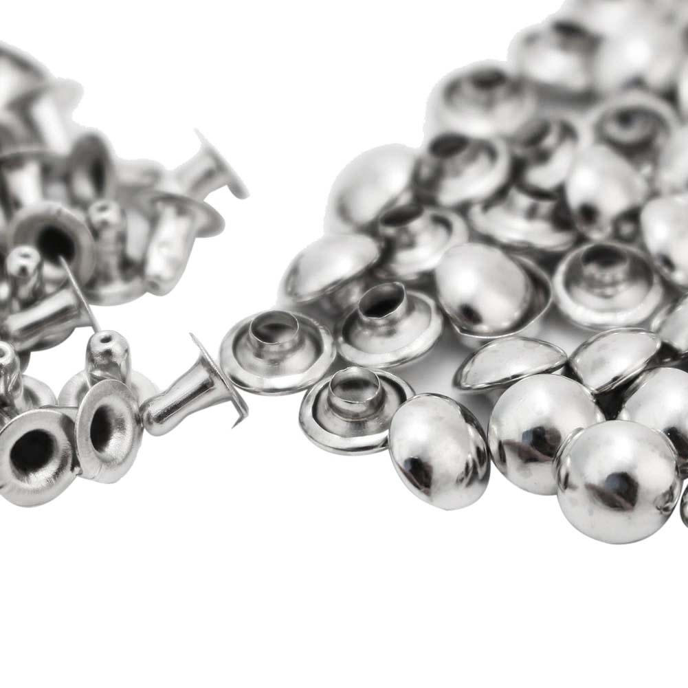 100x Silver Tone 7mm Paddestoel Dome Metal Studs Rapid Klinknagels Leathercraft Tassen Schoenen Kleding DIY Gereedschap Decoratie Punk Rock stijl