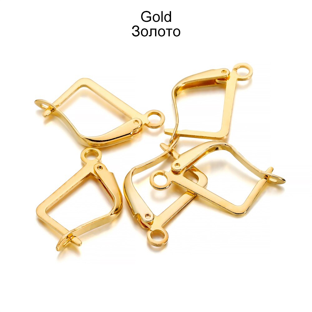 50 sztuk/partia 5 kolory Leverback francuski kolczyk haki hipoalergiczne dynda Earwire dla DIY kolczyki klipy zapięcie two...: Gold