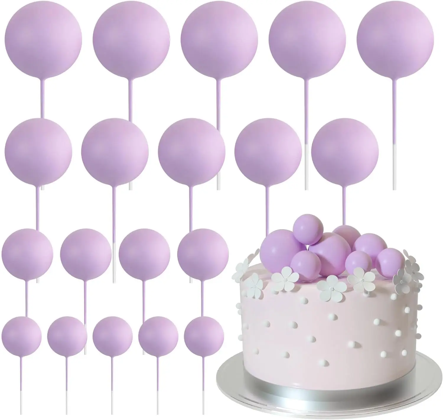 Décorations de décoration de gâteau mini ballon 20 pièces avec pics de boules d'or-décor de gâteau festif pour les célébrations: Clair