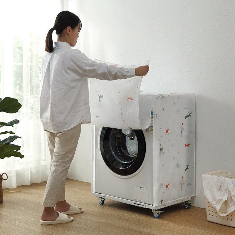 Gennemskinnelig jul snefnug vaskemaskine dækning rulle støvdæksel hjem organisation flip cover vaskemaskine dækning